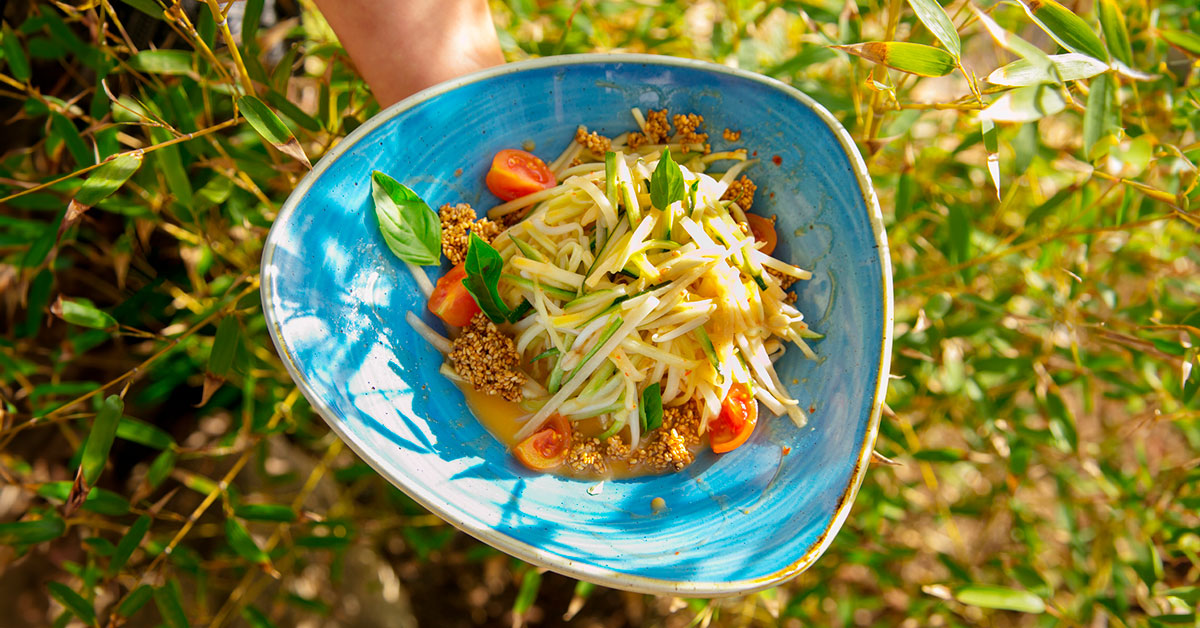 Dish of food from Shamarkanda, restaurant in Ibiza